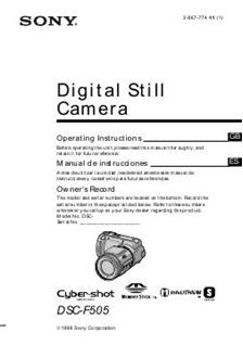 Sony Cyber-shot F505 manual. Camera Instructions.